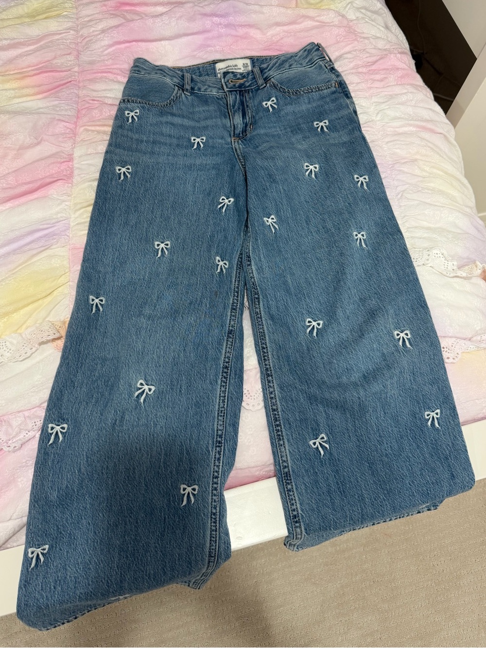 Abercrombie Kids Wide Leg Bow Jeans